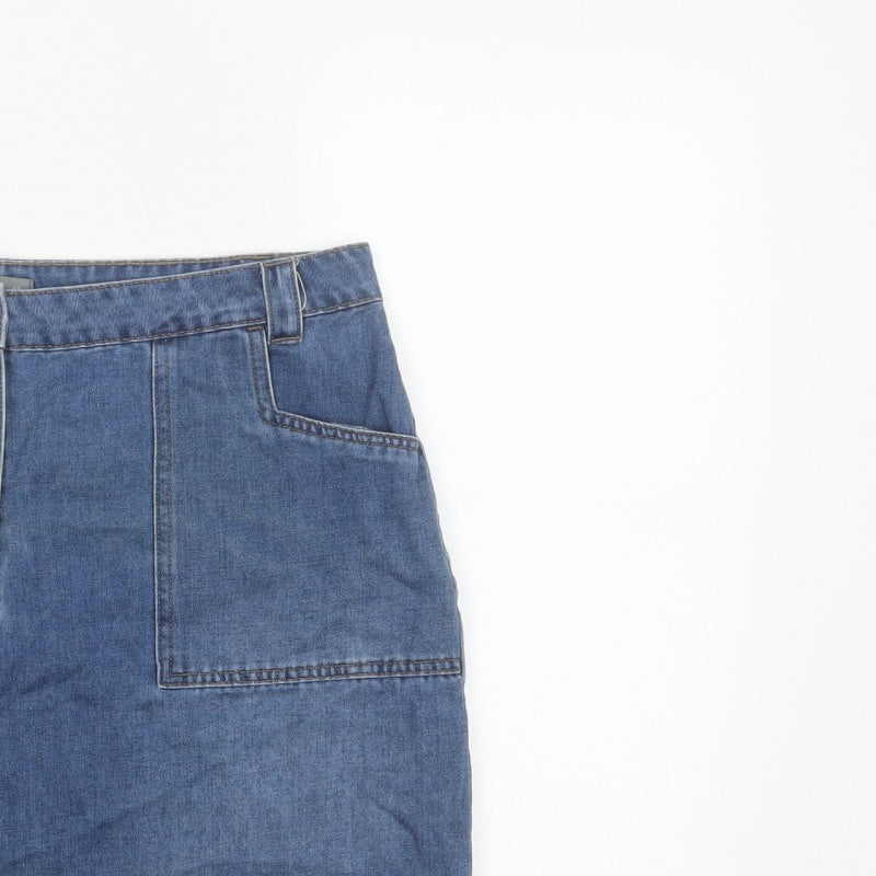 Nutmeg Women Blue UK 16 Denim Straight Pencil Mini Skirt Pockets