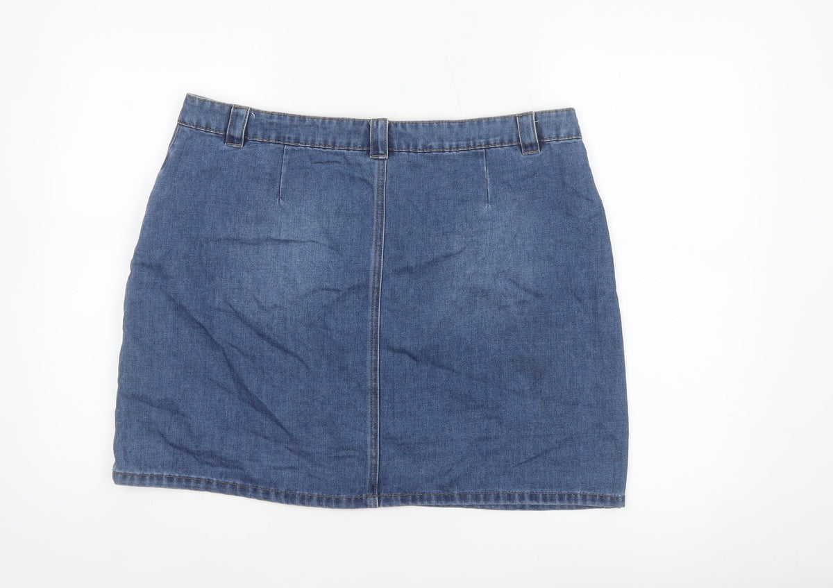 Nutmeg Women Blue UK 16 Denim Straight Pencil Mini Skirt Pockets