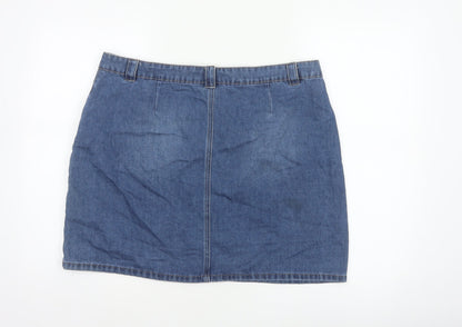 Nutmeg Women Blue UK 16 Denim Straight Pencil Mini Skirt Pockets