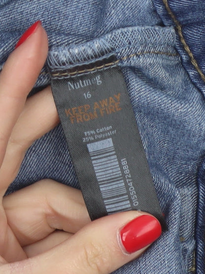 Nutmeg Women Blue UK 16 Denim Straight Pencil Mini Skirt Pockets