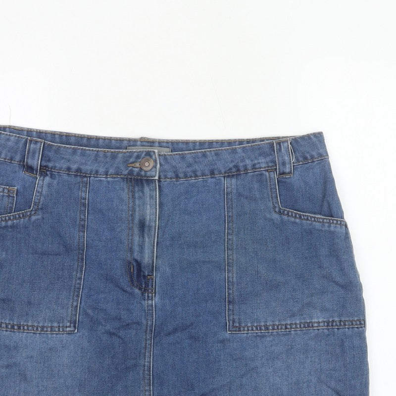 Nutmeg Women Blue UK 16 Denim Straight Pencil Mini Skirt Pockets