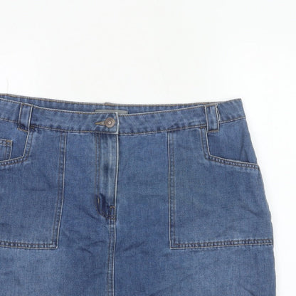 Nutmeg Women Blue UK 16 Denim Straight Pencil Mini Skirt Pockets