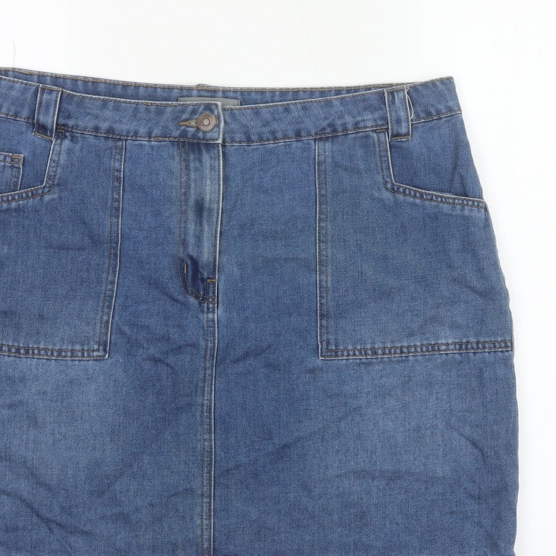 Nutmeg Women Blue UK 16 Denim Straight Pencil Mini Skirt Pockets