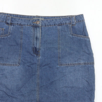 Nutmeg Women Blue UK 16 Denim Straight Pencil Mini Skirt Pockets