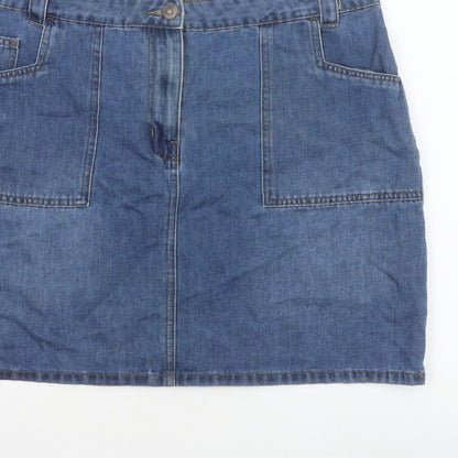 Nutmeg Women Blue UK 16 Denim Straight Pencil Mini Skirt Pockets
