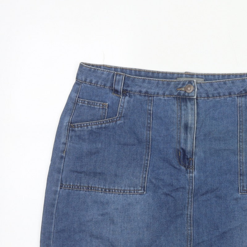 Nutmeg Women Blue UK 16 Denim Straight Pencil Mini Skirt Pockets