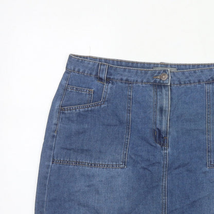Nutmeg Women Blue UK 16 Denim Straight Pencil Mini Skirt Pockets