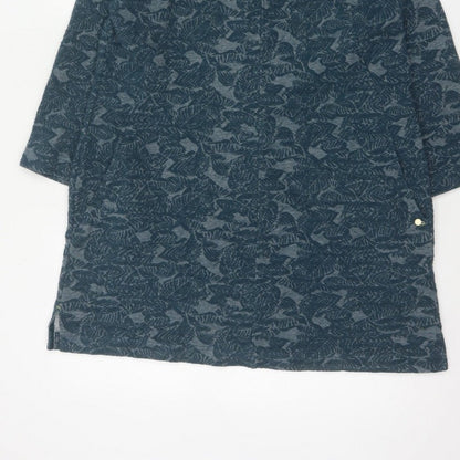 White Stuff Women Blue Floral Jersey Tunic Top UK 14 3/4 Sleeve