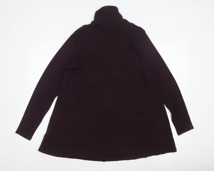 M&S Women Burgundy Mix UK 14 Roll Neck Long Sleeve Tunic Top