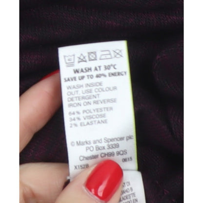 M&S Women Burgundy Mix UK 14 Roll Neck Long Sleeve Tunic Top