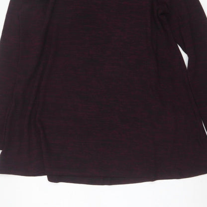M&S Women Burgundy Mix UK 14 Roll Neck Long Sleeve Tunic Top