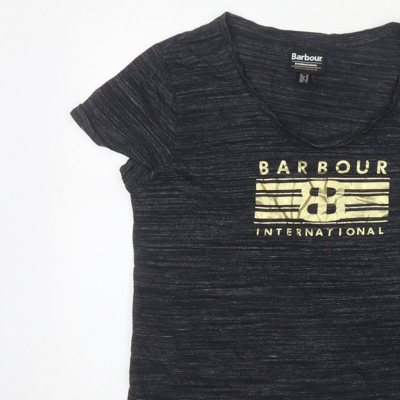 Barbour Women’s Black UK 14 Basic Gold Logo Jersey T-Shirt