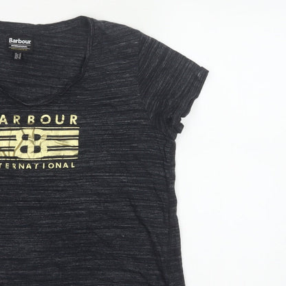 Barbour Women’s Black UK 14 Basic Gold Logo Jersey T-Shirt