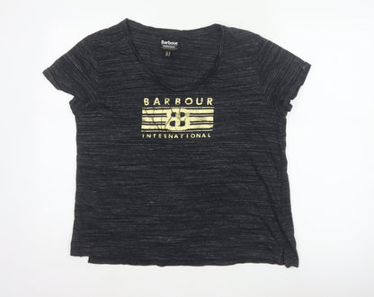 Barbour Women’s Black UK 14 Basic Gold Logo Jersey T-Shirt