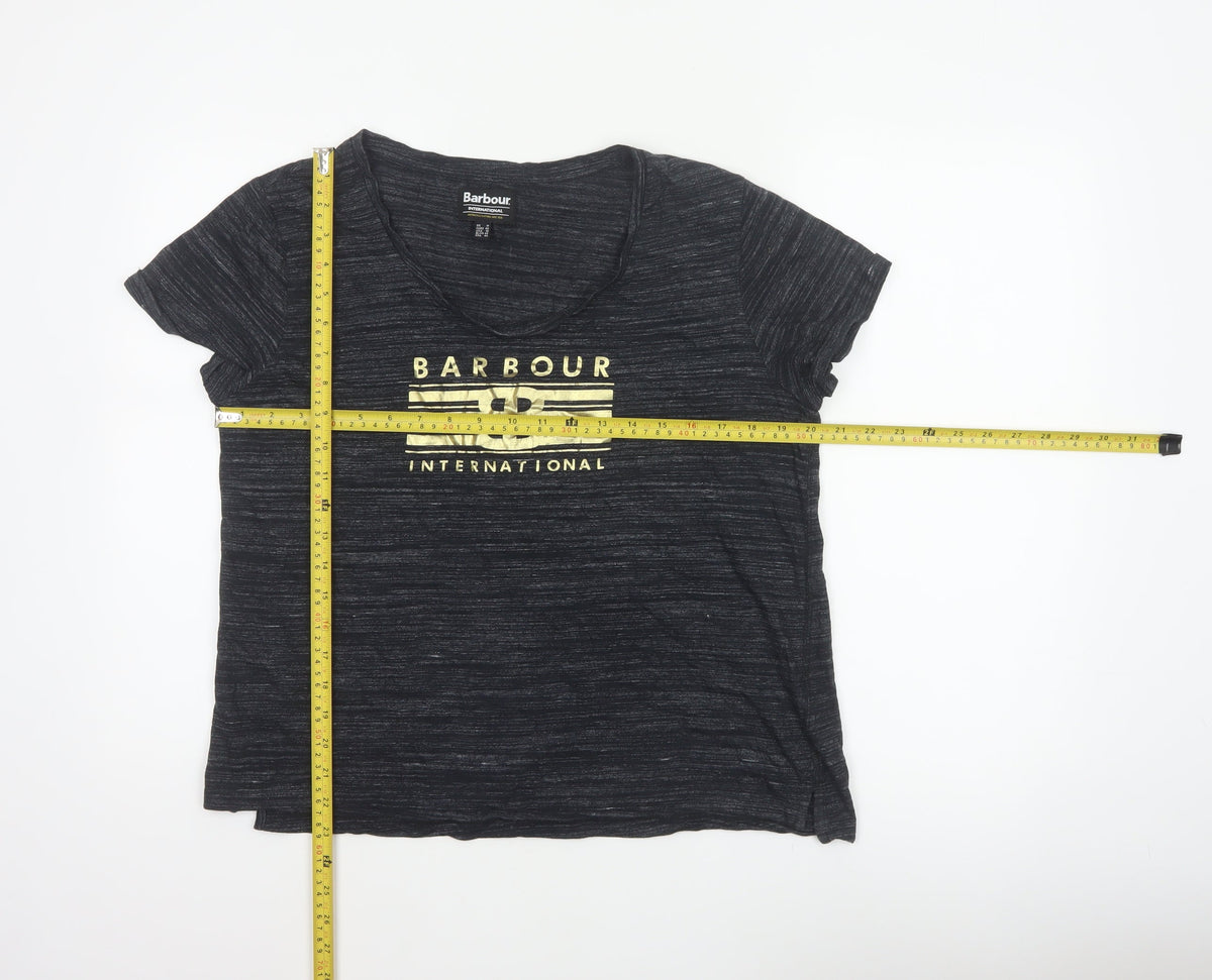 Barbour Women’s Black UK 14 Basic Gold Logo Jersey T-Shirt