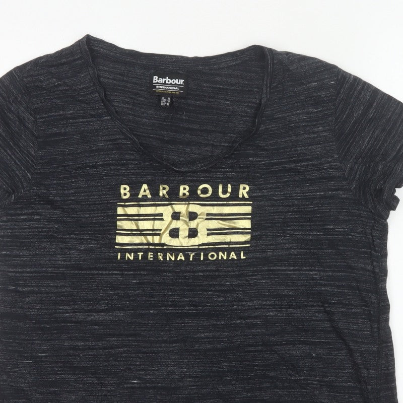 Barbour Women’s Black UK 14 Basic Gold Logo Jersey T-Shirt