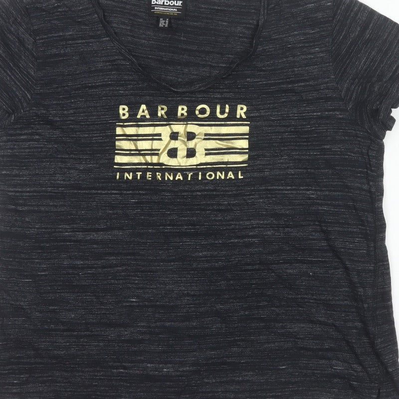 Barbour Women’s Black UK 14 Basic Gold Logo Jersey T-Shirt