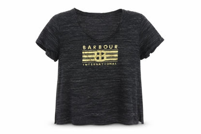 Barbour Women’s Black UK 14 Basic Gold Logo Jersey T-Shirt