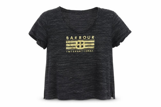 Barbour Women’s Black UK 14 Basic Gold Logo Jersey T-Shirt