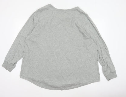 Nike Women Grey 3XL Long Sleeve Logo Crew Neck Basic T-Shirt