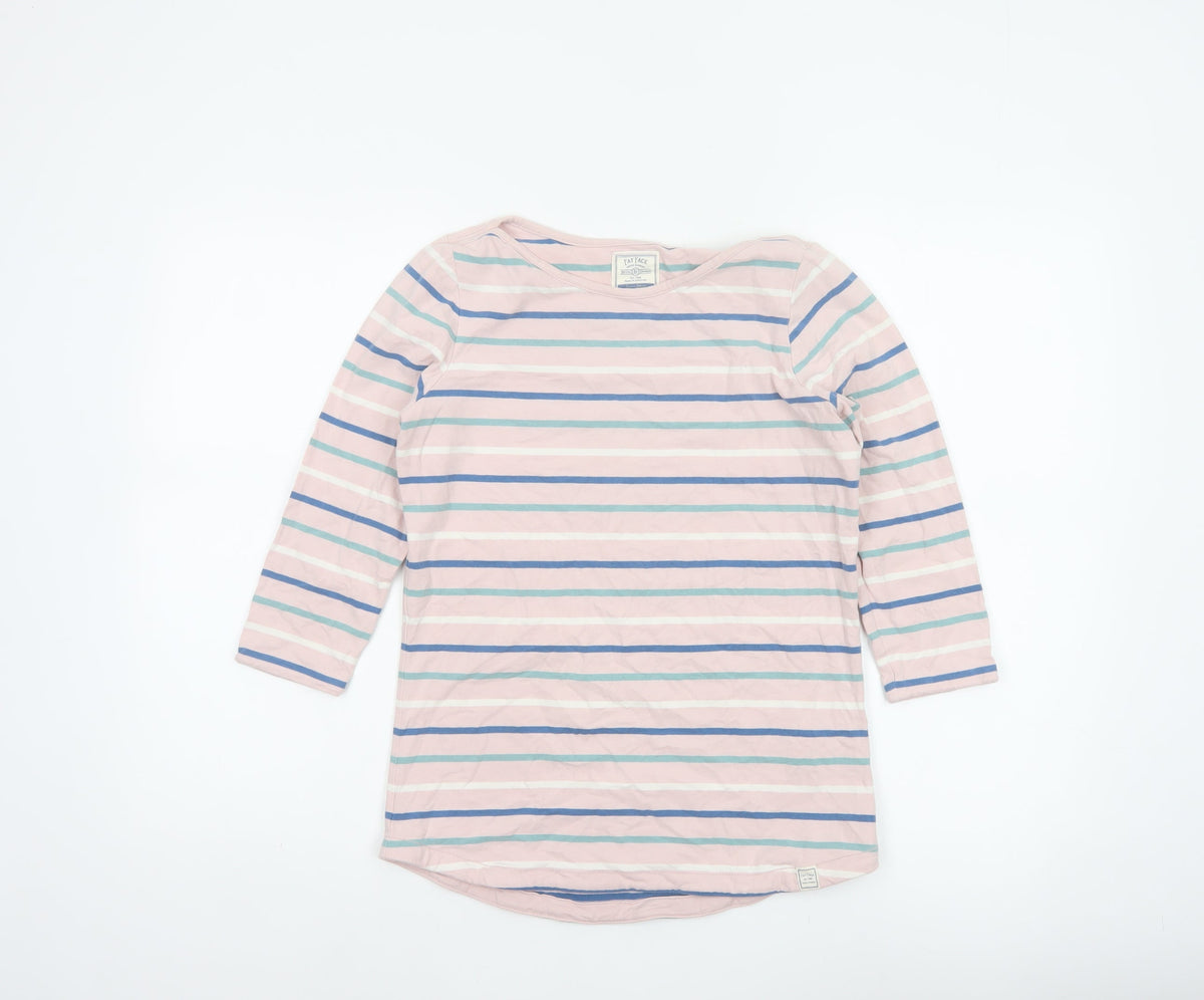 Fat Face Women Pink Striped UK 6 Classic Breton Long Sleeve T-Shirt