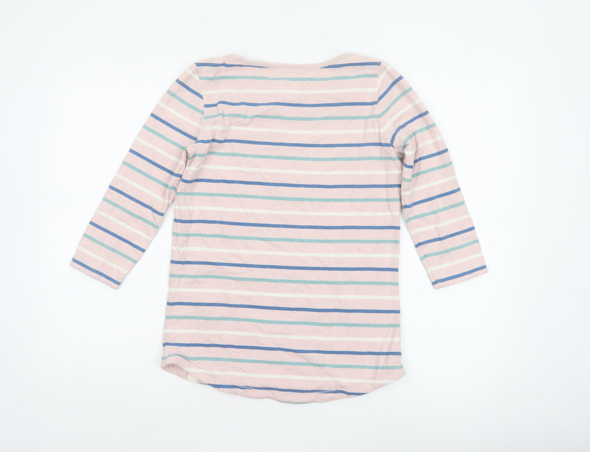 Fat Face Women Pink Striped UK 6 Classic Breton Long Sleeve T-Shirt