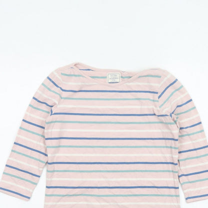 Fat Face Women Pink Striped UK 6 Classic Breton Long Sleeve T-Shirt