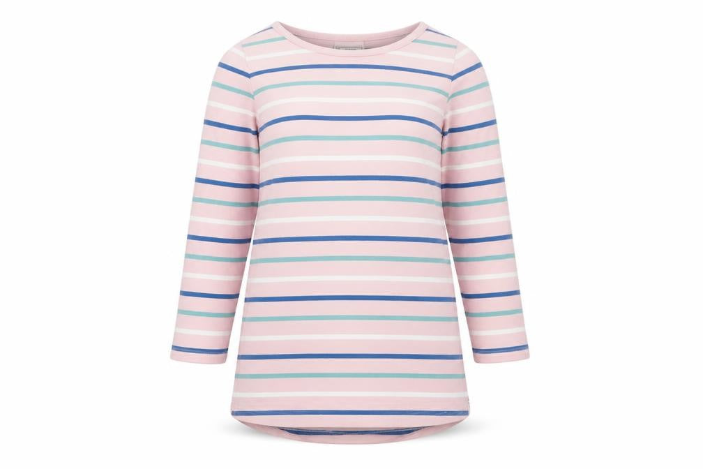 Fat Face Women Pink Striped UK 6 Classic Breton Long Sleeve T-Shirt