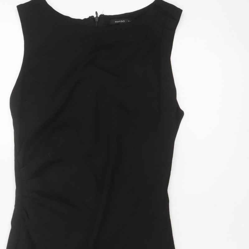 Mango Women Black S Sheath Knee Length Sleeveless Formal Dress
