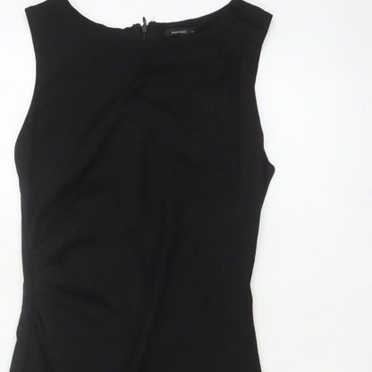 Mango Women Black S Sheath Knee Length Sleeveless Formal Dress