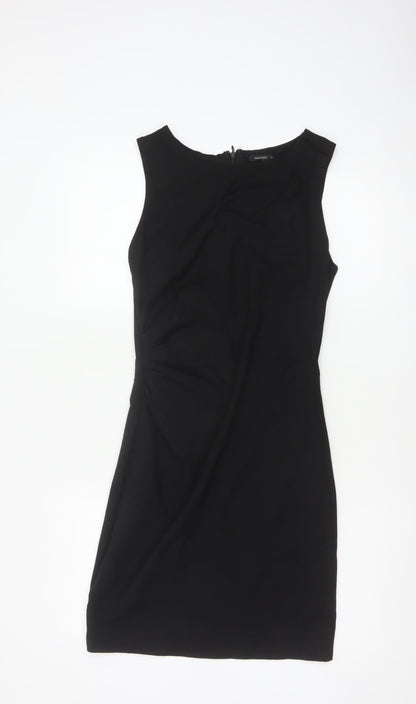 Mango Women Black S Sheath Knee Length Sleeveless Formal Dress