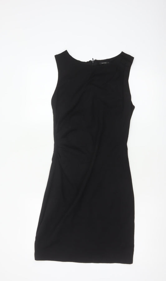 Mango Women Black S Sheath Knee Length Sleeveless Formal Dress