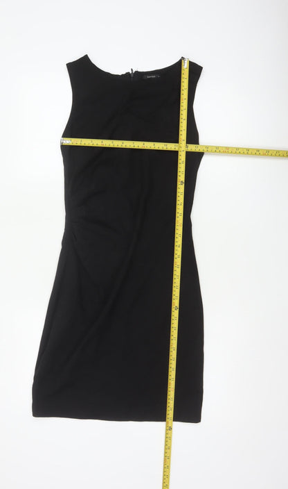 Mango Women Black S Sheath Knee Length Sleeveless Formal Dress
