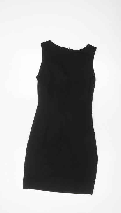 Mango Women Black S Sheath Knee Length Sleeveless Formal Dress