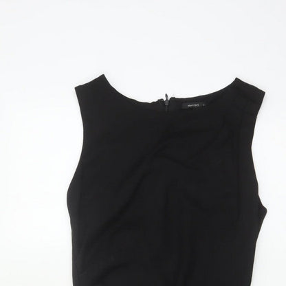 Mango Women Black S Sheath Knee Length Sleeveless Formal Dress