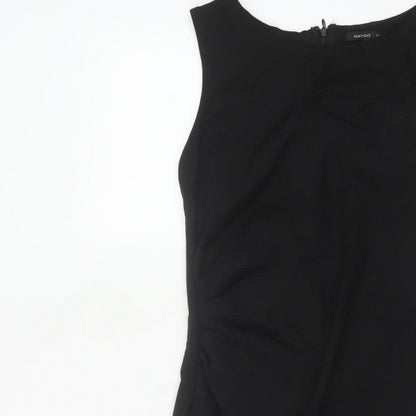 Mango Women Black S Sheath Knee Length Sleeveless Formal Dress