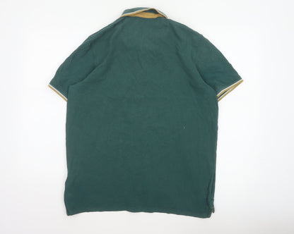 Premium by Jack & Jones Men’s Green XL Cotton Embroidered Polo Shirt