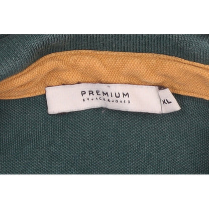 Premium by Jack & Jones Men’s Green XL Cotton Embroidered Polo Shirt