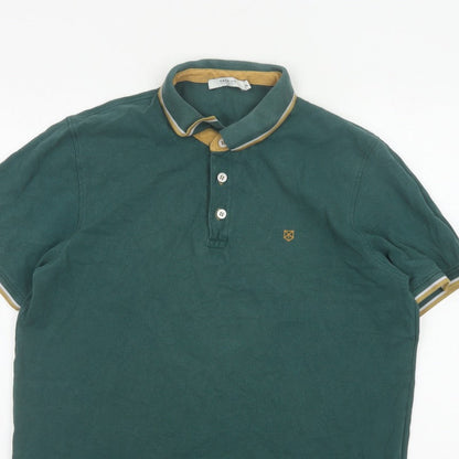 Premium by Jack & Jones Men’s Green XL Cotton Embroidered Polo Shirt
