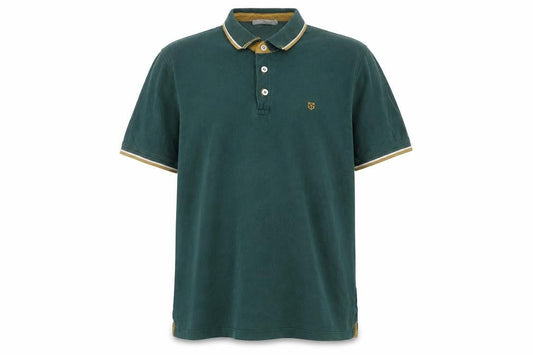 Front view of Premium by Jack & Jones Men’s Green XL Cotton Embroidered Polo Shirt