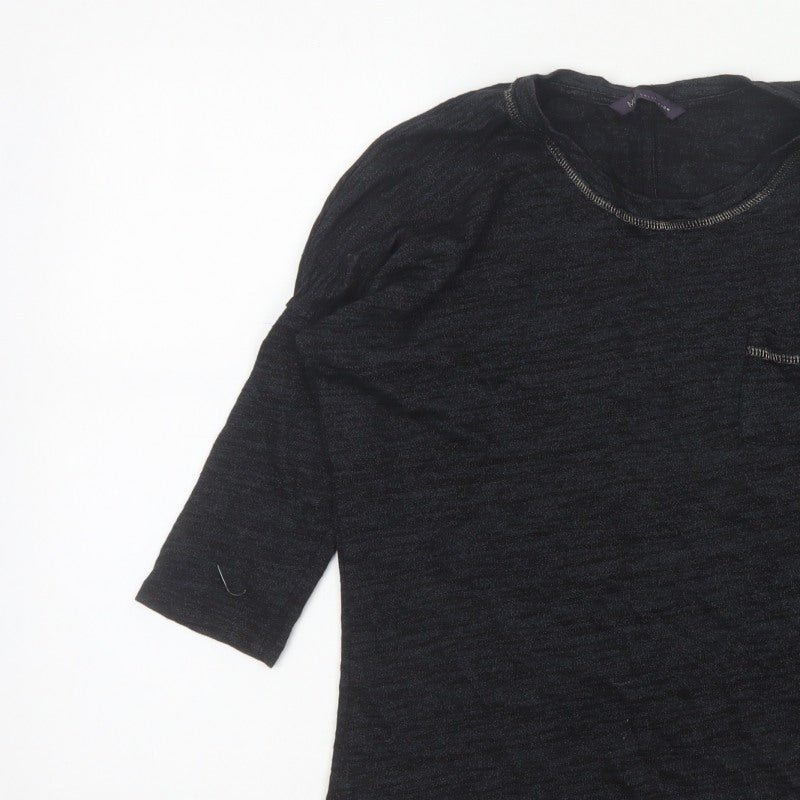Marks and Spencer Women Black Size 8 Basic 3/4 Sleeve Knit Top