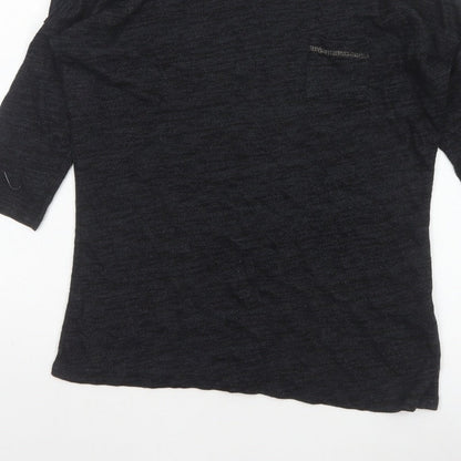 Marks and Spencer Women Black Size 8 Basic 3/4 Sleeve Knit Top