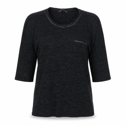 Marks and Spencer Women Black Size 8 Basic 3/4 Sleeve Knit Top