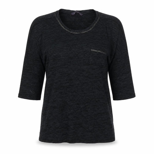 Marks and Spencer Women Black Size 8 Basic 3/4 Sleeve Knit Top