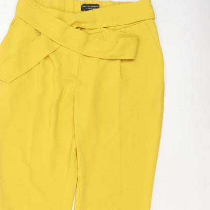 Dorothy Perkins Women Yellow UK 12 Paperbag Belted Tapered Trousers