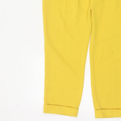 Dorothy Perkins Women Yellow UK 12 Paperbag Belted Tapered Trousers