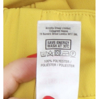 Dorothy Perkins Women Yellow UK 12 Paperbag Belted Tapered Trousers