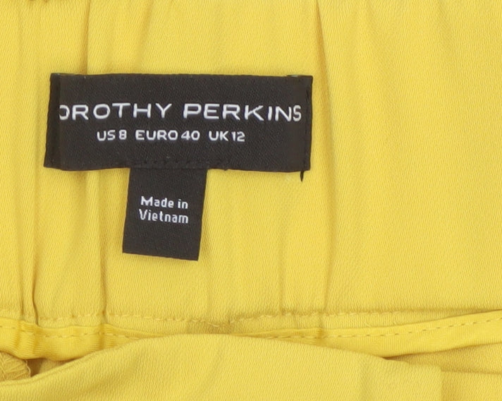 Dorothy Perkins Women Yellow UK 12 Paperbag Belted Tapered Trousers