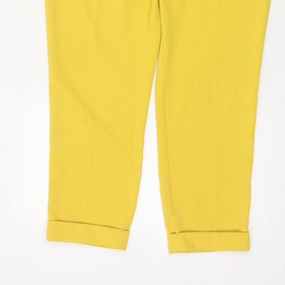 Dorothy Perkins Women Yellow UK 12 Paperbag Belted Tapered Trousers