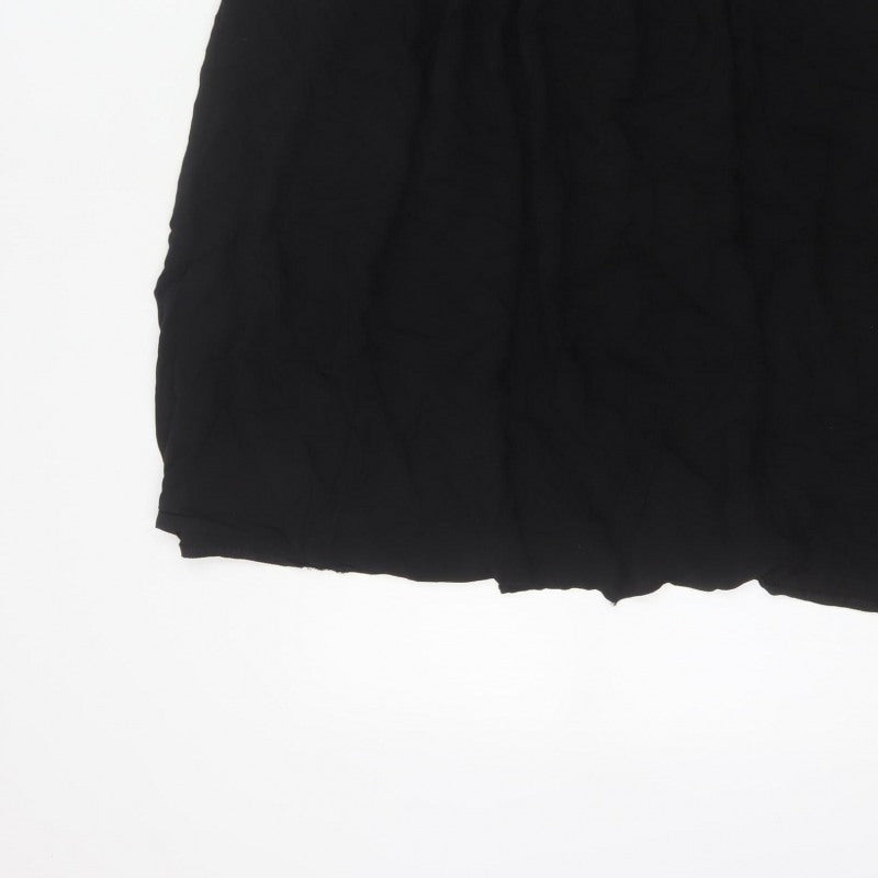 Dorothy Perkins Women Black UK 16 A-Line Knee Length Elastic Waist Skirt